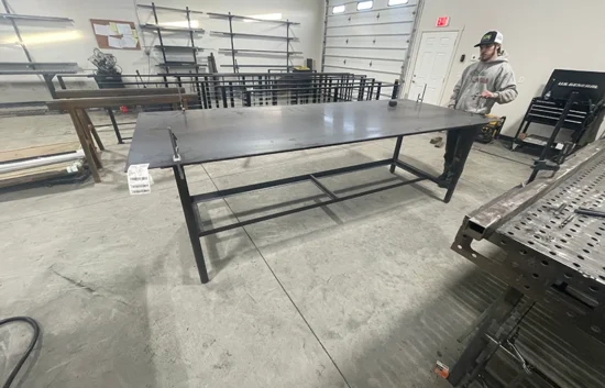 Fabricated shop table.